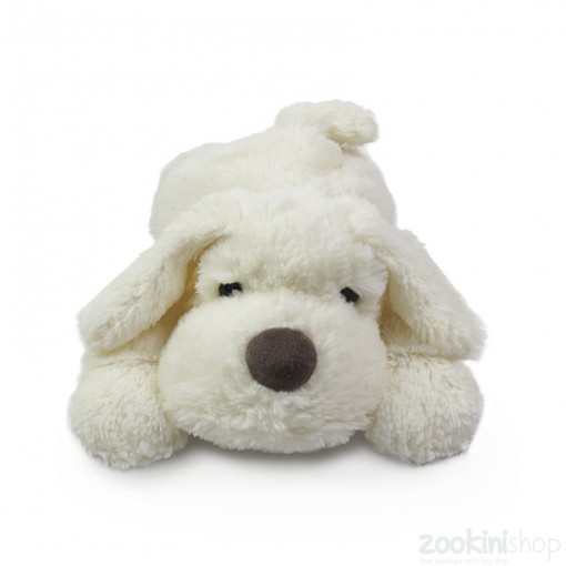 snoozy white plush dog