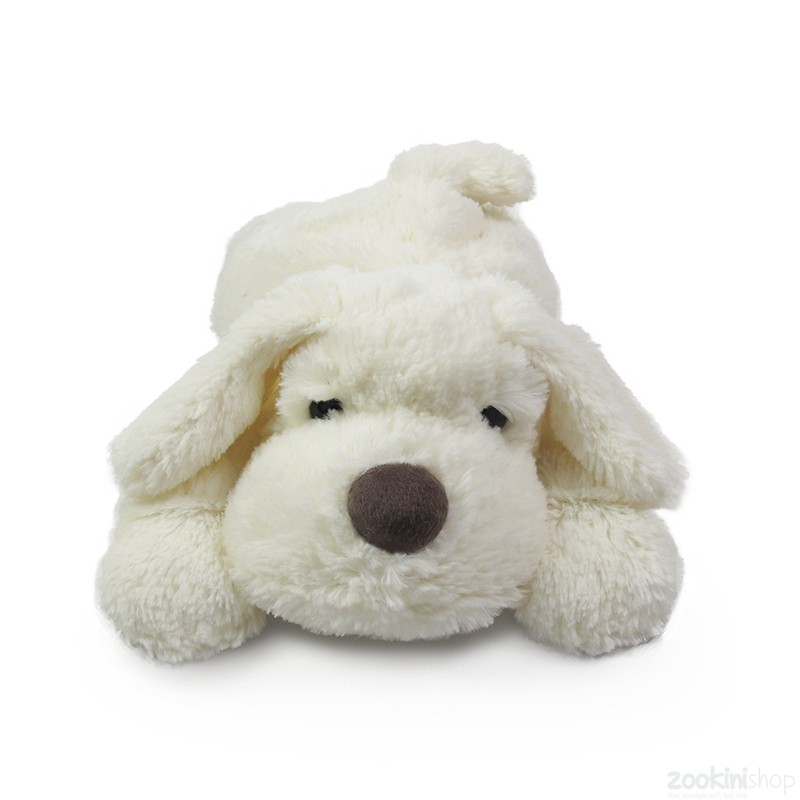 white fluffy dog toy